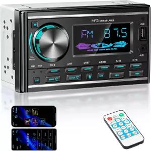 LSLYA 더블 디인 카 스테레오 Bluetooth FM 라디오 USB/AUX 지원 CD 플레이어 없음 앱 제어 음성