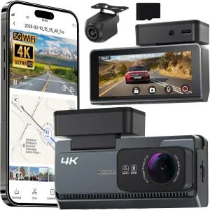 Yonvim 4K+2K 전후방 대시캠 5G WiFi GPS 32GB 카드 3.39인치 화면 진정한 4K 듀얼 카메라 즉시 공유 추적