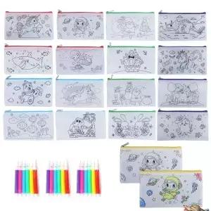DIY 페인트 문구류 보관 가방 자유롭게 그래피티 컬러 충전 부직포 원단 연필 마커 펜 잉