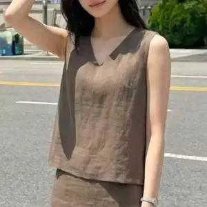 [하프클럽/아이우먼]아이우먼 심플멋브이린넨조끼 MOY324M607 빅사이즈