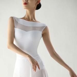 여성 발레 댄스 레오타드 발레리나 체조 바디 슈트 메쉬 스플 라이스 성인 댄스웨어