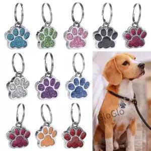 고양이 강아지 발자국 인식표 분실 방지 반짝이 펜던트 목걸이 새끼