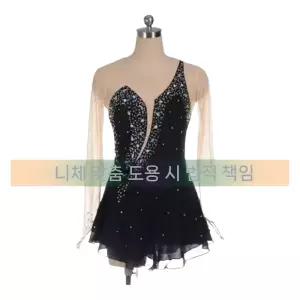 피겨 피겨스케이트 의류 무용 의상 대회복 대회 블랙 화려한 피겨복 공연복 드레스 갈라