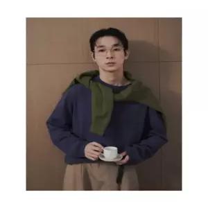 에잇세컨즈 8SECONDS 캐주얼코튼 가먼트다잉 긴소매티 블루