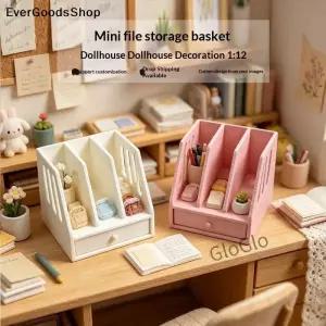 새로운 1Pcs 데스크탑 스지 파일 바구니 1/12 인형 집 미니 캐비닛 장면 플레이 하우스 장