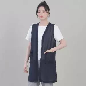 애비뉴투지 엄마옷 아델 쉬폰 단추 오픈 여성 여름 시스루 롱 조끼 베스트 정장 모