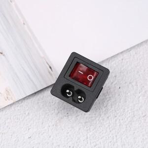 전원 코드 입구 소켓 콘센트 ON-OFF 적색 조명 로커 스위치 포함 250V 10A