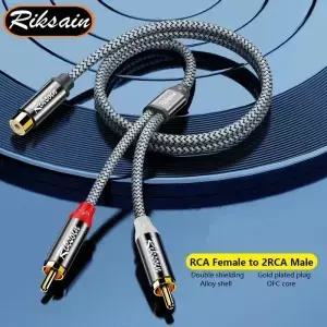 RCA Y 스플리터 암2RCA 수 오디오 케이블 듀얼 스테레오 코드 자동차 서브우퍼 TV CD 플레이어 홈시어터용