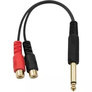 1pc 6.35mm 1/4 TS 모노 남성 2 RCA 여성 분배기 오디오 어댑터 연장 케이블 수신기 믹서 스피커 서브 우퍼