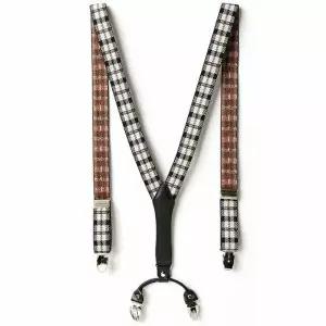 남성 서스펜더 블랙체크 정장 수트 멜빵 코디-WFPWM8X