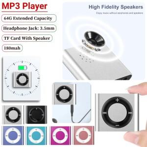 미니 소형 MP3 음악 플레이어 내장 스피커 클립온 휴대용 워크맨 터치 톤 헤드폰 지지대 TF 카드 포함 남아