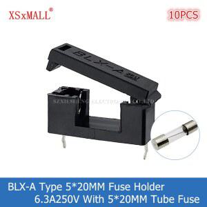 유리관퓨즈 휴즈 10PCS BLXA 20MM 패널 홀더 검은색 3A250V 베이스 퓨즈 커버 PCB 튜브