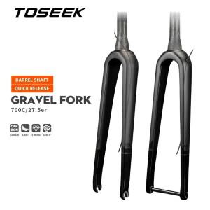 TOSEEK T800 카본 포크 자전거 그래블 로드 바이크 프론트 700C*45mm 27.5er 퀵 릴리즈 9*100mm / 쓰루 액