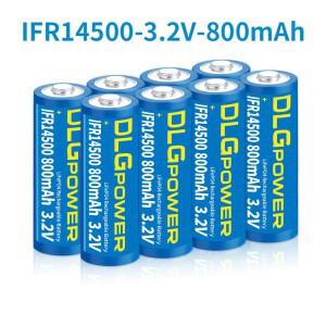 DLGPOWER 3.2V AA 800mAh LiFePO4 배터리 14500 전기 장난감 손전등 무선 마우스 키보드용 충전식