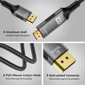 8K 60Hz DP to HDMI 2.1 호환 케이블 디스플레이포트 HD 어댑터 포트 비디오 오디오 PC HDTV 프로젝터 PC