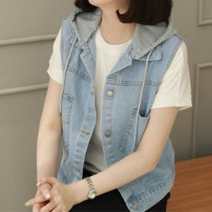 [웬디즈갤러리]벤초 후드 데님 조끼 BJK001