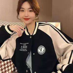여성 데일리 루즈핏 프린팅 디자인 야구점퍼 여성 야구점퍼 자켓 캐주얼 패션점퍼 가을점퍼