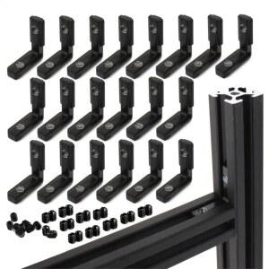 프로파일부품 20PCS 검은색 L 커넥터 20X20 알루미늄 압출 슬롯 브라켓 나사가있는