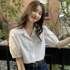 여성 반팔 화이트퍼프블라우스 러블리 캐주얼 블라우스 여름 예쁜 클릭유도 셔츠