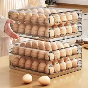 투명 서랍식 계란 보관함 트레이 정리 2단
