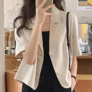 여성 반크롭 투버튼 여름 자켓 1P 데일리 마이 정장