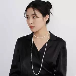 자연주의 멀티웨이 레이어드 쌀진주 롱 긴 95cm 목걸이