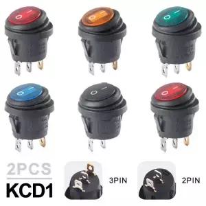 2Pcs 방수 버튼 로커 스위치 보트 모양의 라운드 12V 220V 빛으로 3Pin 실버 포인트