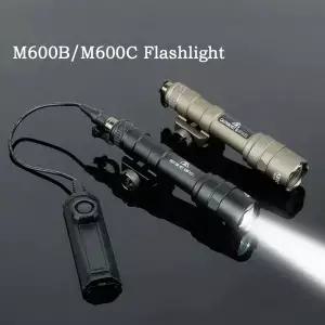 전술용 슈어파이어 M600 M300 에어소프트 강력 플래시라이트 듀얼 프레셔 스위치 AR15 20mm 레일 헌팅 LED
