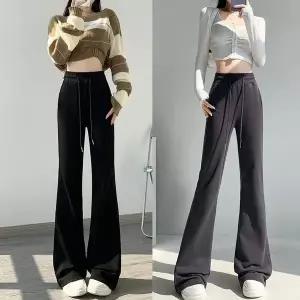 [하프클럽/]블랙 하이웨이스트 부츠컷 슬랙스 밴딩 팬츠