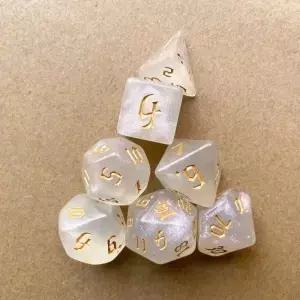 7 Pcs 세트 새로운 반짝이 골드 글꼴 다면체 테이블 게임 DND TRPG RPG D20 D12 D10 D8 D6 D4 보드 오지