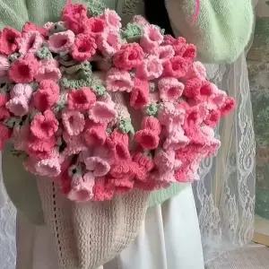 코바늘 장미 부케 담요 패션 완성품 꽃다발 해바라기 카네이션 DIY 공예 인공 니트
