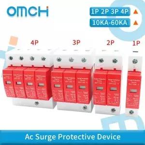 OMCH AC SPD 1P 2P 3P 4P 30KA~60K 385V 주택 번개 서지 보호기 보호 저전압 피뢰기 장치