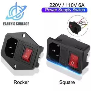 3D 프린터 부품 220V 110V 6A 전원 공급 스위치 남성 소켓 퓨즈 포함 AC 배선 플러그 커넥터 스위처