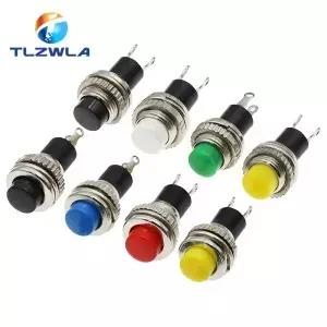 6PCS 패널 마운트 10mm 순간 OFF-(ON) 푸시 버튼 스위치 상단 나사산