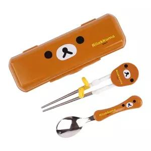 리락쿠마 스푼 교정젓가락 케이스세트 (브라운 1단계)(464407)어린이수저 키즈 캐릭터 용수저 숟가락 연습