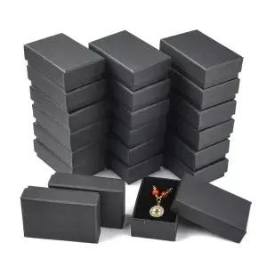 24 Pcs 크래프트 종이 골 판지 보석 상자 반지 직사각형 발렌타인 데이 어머니의 날 선물 포장