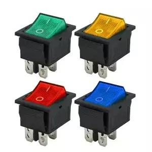 래칭 로커 스위치 전원 I/O 4핀 라이트 포함 16A 250VAC 20A KCD4