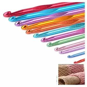 코바늘세트 취미 뜨개질 용품 컬러 알루미늄 코바늘 12p 세트