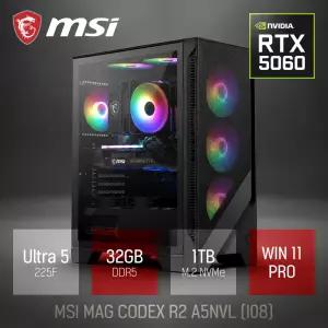 ⓒ MSI MAG CODEX R2 A5NVL I08 울트라5 225F 32GB 1TB WIN11 / 고성능 영상편집 캐드 게임 브랜드PC