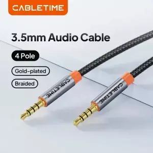 CABLETIME 3.5mm 오디오 4극 케이블 TRRS 4도체 보조 Aux 전화 헤드셋 마이크용 자동차 음악 HIFI