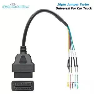 16핀 점퍼 테스터 범용 커넥터 OBD2 여성형 K 라인 캔 진단 케이블 K+CAN OBDII 자동차 트럭용