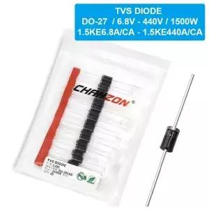 20 Pcs TVS 다이오드 DO-27 1500W 6.8V 12V 15V 18V 24V 33V 36V 200V 250V 400V 440V 1.5KE 6.8A 12A 15A