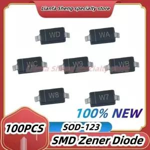 100Pcs SMD 제너 다이오드 1206 BZT52C 4V7 5V1 5V6 6V2 6V8 7V5 8V2 9V1 10V 12V 15V 16V 18V 20V 24V 27V