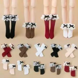 Blyth 패션 긴 양말 레이스 활 블랙 화이트 Licca Azone Momoko OB24 YMY 인형 액세서리