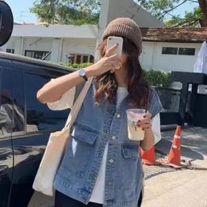 (다올)여자 오버핏 데님조끼 봄 가을 박스핏 베스트