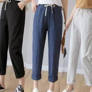 (다올)여성 여름 린넨바지 코튼 밴딩 팬츠 빅사이즈