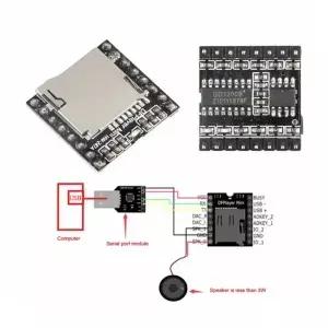 DFPlayer 미니 MP3 플레이어 모듈 TF 카드 U 오디오 음성 보드 Arduino Diy 키트 용 IO/직렬 포트/AD