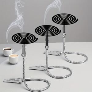 스테인레스 스틸 휴대용 수직 모기 코일 홀더 3세트 - 조정 가능한 이중 악어 클립 내열성 및 기울기 방지
