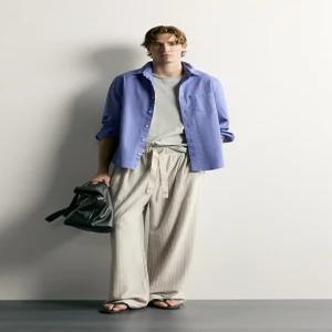 ZARA 스트라이프 릴렉스핏 팬츠 - 스톤 5644/338/834