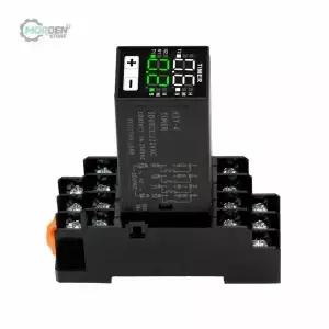 H3Y-4 DC12V AC220V 타이머 지연 릴레이 기본 전원 공급 장치가 있는 디지털 디스플레이 사이클 시간 제어